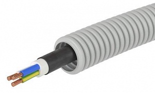 9S920100KF | Электротруба ПВХ гибкая гофр. д.20мм, цвет серый, с кабелем ВВГ-Пнг(А)-LS3х2,5мм, Конкорд, 100м